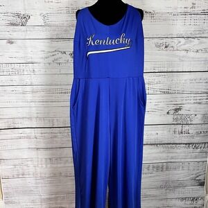 Women's XL University Kentucky UK Wildcats Sleeveless Racerback Jumpsuit Blue